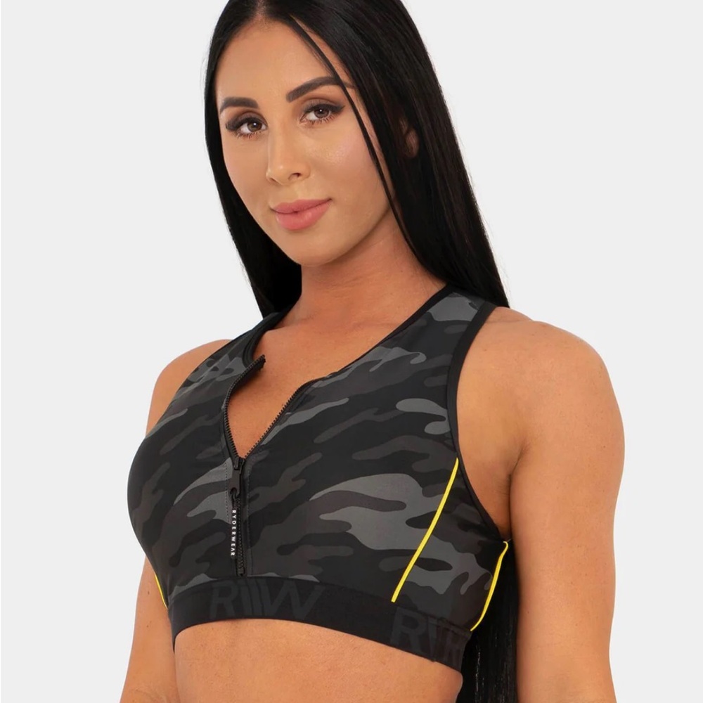 Ryderwear Black and Gray Camo Sports Bra